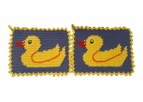 1 Paar Topflappen Ente, blau gehäkelt Handarbeit Tier Tiere Entchen