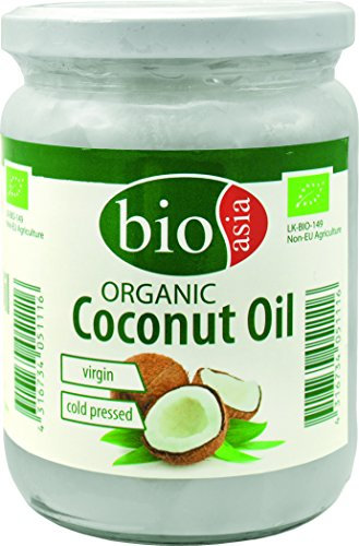 BIOASIA Aceite de coco ecológico, prensado en frío, sin aditivos, grasa vegana para cocinar, freír y hornear, también utilizable como cosmética natural, 100 % bio, 6 x 500 g