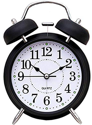FBSHOP(TM) 6 Retro Vintage Alarm Clocks Two Bells European retro wood color 3D stereo Table Clocks Desktop Clock Home Decoration Desk Clock with Nightlight and Loud Alarm