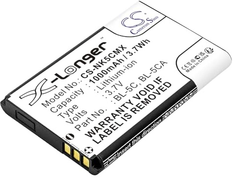 CS-NK5CMX Akku 1000mAh Kompatibel mit [Nokia] 105 (2023), 105 4G (2023), 1100, 1101, 1110, 1110i, 1112, 1200, 1208, 1255, 1280, 1315, 1600, 1650, 2112, 2118, 2255, 2270, 2280, 2285, 2300, 2310, 2355
