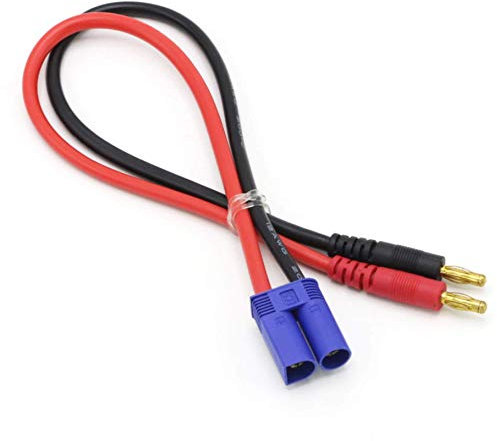 VUNIVERSUM Original Lipo Akku Ladekabel mit Hochstrom EC5 Stecker Male 2Pin Stecker auf 4mm Bananenstecker Goldstecker 30cm 14AWG 2.5 mm² Silikon Kabel