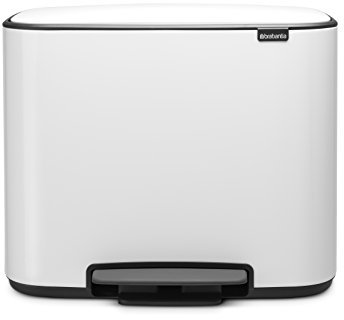 Brabantia Bo Treteimer 36 L Abfalleimer, Metall, Weiß, 54 x 36.5 x 44 cm, 1 Einheiten