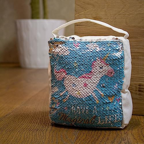 Magical Unicorn Sequin Fabric Decorative Doorstop | Kids Room Door Stop | Fairy Woodland Nursery Doorstopper