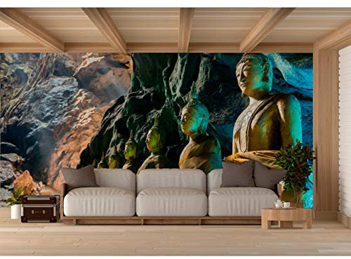 Fotomural Vinilo Para Pared Budas en Cueva de Tailandia | Fotomural para paredes | Mural | Vinilo Decorativo | Varias Medidas 200 x 150 cm | Decoración comedores, salones, habitaciones...