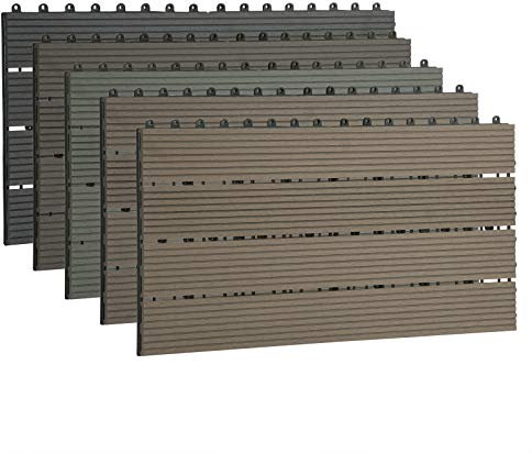 EUGAD Terrassenfliesen, Klickfliesen WPC, Holz-Optik, Bodenbelag mit Klicksystem, 30 x 60 cm, Hellgrau (12 Stück / 2 m²)