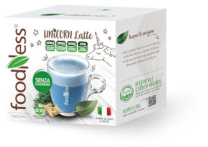 Foodness - 1 Box da 10 Capsule di Unicorn Latte, Capsule Compatibili con Sistema Dolce Gusto, Preparato Solubile per Bevanda con Latte di Cocco Senza Glutine, Lattosio, Grassi Idrogenati e Zuccheri