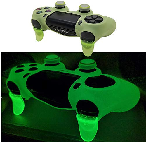 Ps4 Controller Skin Silicone Case Grip Glow in Dark Protective Cover for PS4/slim/Pro Dualshock 4 Controller (Glow Green)