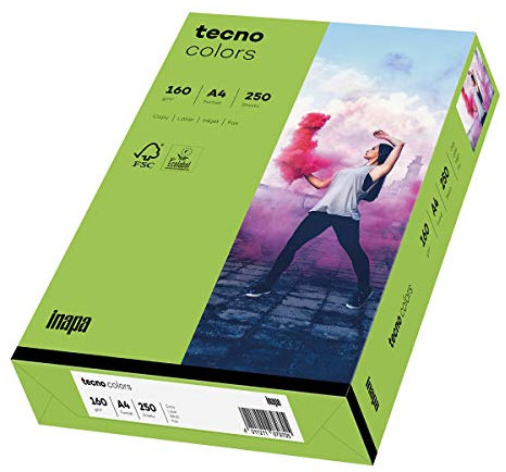 inapa farbiges Druckerpapier, buntes Papier tecno Colors: 160 g/m², A4, 250 Blatt, grün