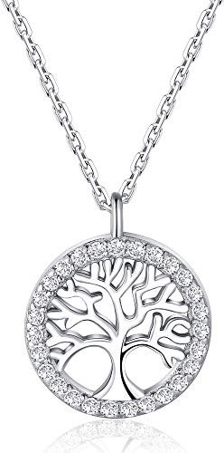 Jrêveinfini Lebensbaum Kette Halskette Damen Silber 925 mit Anhänger, Mutter Tochter Kette Mama, Glücksbringer Kette Teenager Mädchen Kinder Freundin, Weihnachten Geschenke für Frauen Mädchen