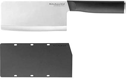 KitchenAid Classic Cleaver Knife with Custom Fit Blade Cover, 6 inch, Sharp Kitchen Knife, High Carbon Japanese Stainless Steel Blade, Meat Cleaver, Black