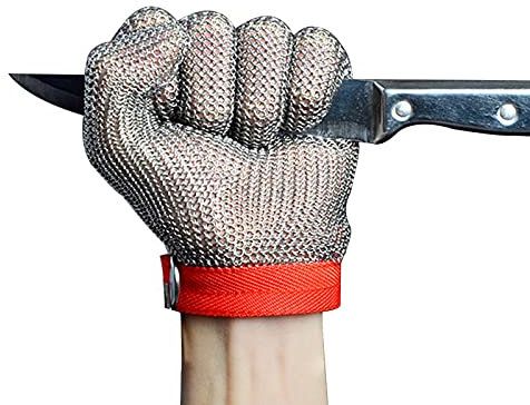Gartenhandschuhe Stahldrahthandschuhe Schnittfeste Handschuhe, Sicherheits-Arbeitshandschuhe, Stichfeste Schutzhandschuhe Für Die Gartenküche Metzger-Schneider, 6 Größen (Size : XS)