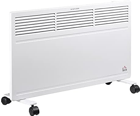 HOMCOM POWER Convector Radiator Freestanding or Wall-mounted Heating with 2 Heat Settings Safety Cut-Off, White