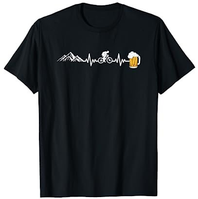 Mountainbike und Bier Herzschlag Bike EKG Funny Biking T-Shirt