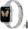 MioHHR Correas de metal finas compatibles con Apple Watch Series 10(46 mm), Series 9/8/7(45 mm), Series SE 6/5/4(44 mm), Series 3/2 /1(42 mm), Series Ultra 2/1 (49mm), Correa de acero inoxidable