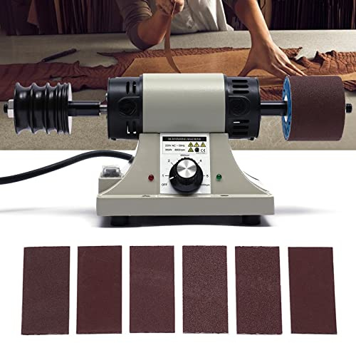 SHZICMY Elektrisch Leder Poliermaschine Schleifmaschine 350W Leder Gummi Polierer mit Palisander Schleifkopf Elektrische Kantenschleifmaschine Leather Polisher 8000RPM