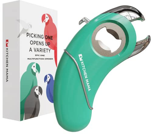 Kitchen Mama Epic One Multifunction Opener: A Pick Ergonomic Opener- Magnetic Bottle Opener, Beer & Soda Can Opener, Pull Tab & Jar Opener for Weak Hands and Arthritis (Teal)