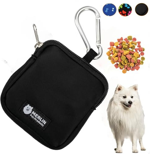 Merlin Pet Products Small Dog Treat Bag, Training Pouch Pocket Size Travel Walking Walk Treats Pouch, Bag For Lead Treats, (Black)
