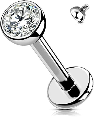 OUFER Body Piercing Lippenpiercing 16G 6 mm/8 mm/10 mm/12 mm Helix-Ohrringe Innengewinde Tragus-Ohrring Schmuck Güteklasse 23 Titan Helix Lippe Labret-Piercing