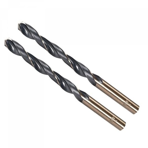 CoCud Twist Drill Bits, 9mm Cutting Edge, Titanium & Nitride Coated High Speed Steel 4341 Round Shank - (Applications: for Stainless Steel Drilling Machine), 2-Pieces