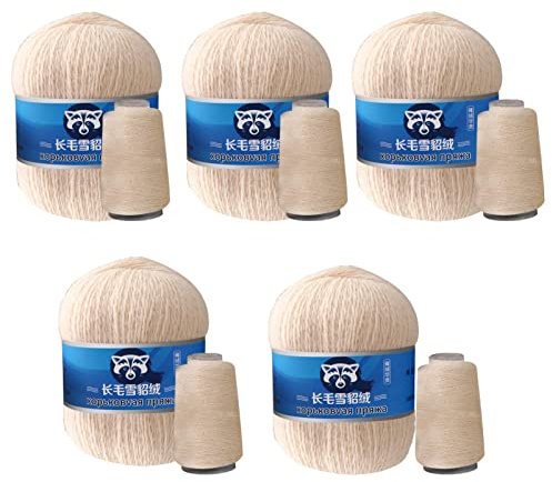 Yeeda Nerz-Kaschmir-Garn Langes, 10 Stück Weiche Lange Nerz Kaschmir Garn, Handstricken Plüschwolle Strickgarn Für Herbst Winter Frau Cardigan Schal-Zartes