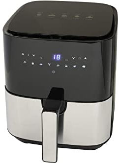 DESKI Heißluftfritteuse 5 Liter Edelstahl schwarz 1450 Watt Touch Display