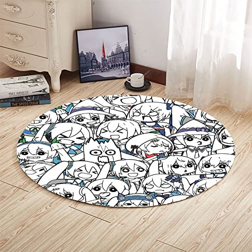 Jiumaocleu Runder Anime-Teppich, Miku bedruckter Teppich, rutschfester Teppich, Fußmatten, Cartoon-Sofa-Teppich, Dekoration für Wohnzimmer, Schlafzimmer, Kinderzimmer