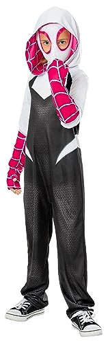 Rubie's - Marvel ufficiale - SPIDER-MAN - Costume classico Spider Gwen per bambini - Film Spider-Verse - Costume con tuta e passamontagna, bianco