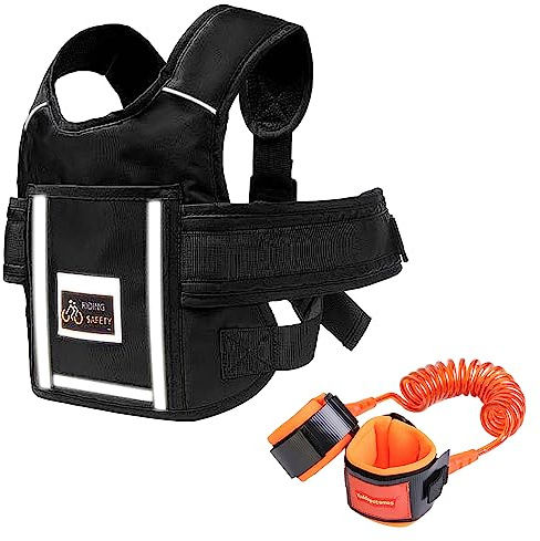 Nizirioo Cintura Di Sicurezza Per Moto Per Bambini, Regolabile Confortevole Cintura Di Protezione, Bambini Cintura Sicurezza Per Moto Con Materiale Riflettente Adatto Per 2-13 Anni (Nero)