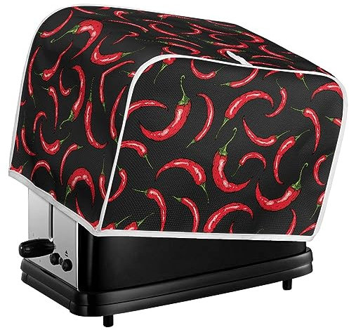 Kuiaobaty Red Chilli Pepper Pattern Toaster Dust Cover 2 Slice, Kitchen Accessory Cover Fits for Most Standard 2 & 4 slice Toasters