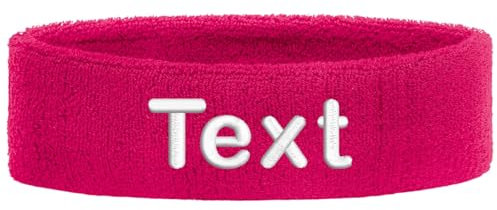 Schweißband Kopf Stirnband Headband Bestickt mit Name/Text Sportband Laufen (Pink)