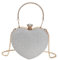 RPAEOY Damen Clutch Glitzer Herz Abendtasche EleganteBrauttasche Handtasche Umhäng Tasche Crossbody Kettentasche für Abschlussball Hochzeit Party Silber