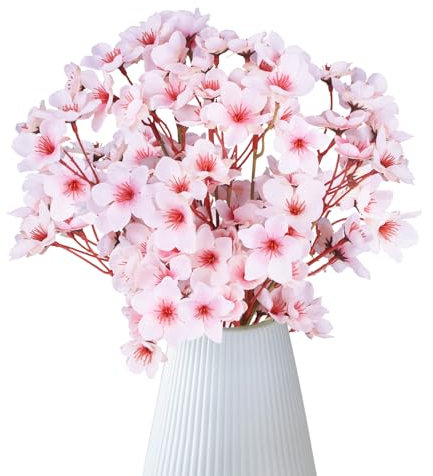 BOFUNX 3 Stück Künstliche Kirschblüten Zweige 40cm Rosa Kirschblüten Frühling Sakura Blumen Kirschzweige Seidenblumen für Frühling Hochzeit Tisch Vase Dekor