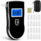 Alkoholtester, Professioneller Alkoholmessgeräte mit 20 Mundstücken, Digitalem Alkohol Tester mit LCD-Bildschirm Blauer Hintergrundbeleuchtung, für den persönlichen und professionellen Gebrauch