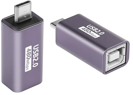 SinLoon Paquete de 2 adaptadores USB C a USB B Tipo C a Midi convertir Conector Tipo C Macho a USB B Hembra Adaptador de Impresora para Piano eléctrico DAC, Teclado, Impresora (Recto)