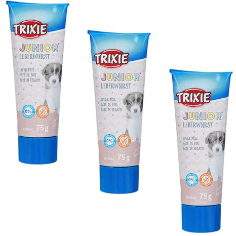 Trixie Junior Salchicha de hígado para Cachorros | Paquete Triple | 3 x 75 g | Sabroso Snack para Perros jóvenes | con Contenido reducido de Sal y Especias | con mejillón de Labios Verdes