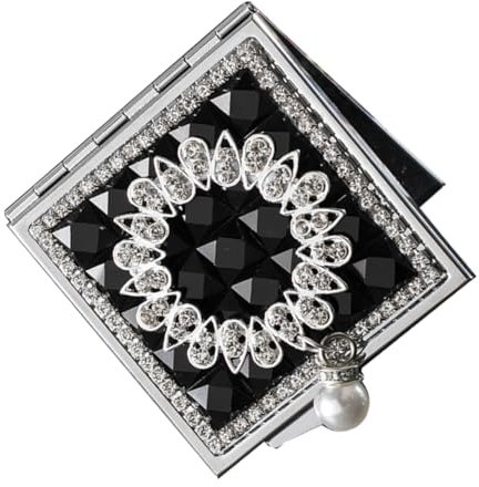 MERRYHAPY Klappbarer Schminkspiegel Aus Metall Tragbarer Kosmetikspiegel Mit Doppelseitigem Design Kleiner Kompakter Make-up Spiegel Für Sicht