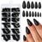 GlamRays Lot de 240 faux ongles en forme d'amande noire à coller sur les ongles artificiels