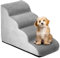 QWORK® Hundetreppe 4 Stufig, 74x40x52cm Haustiertreppe, Hochdichtem Schwamm Hundetreppe, Abnehmbarem Waschbaren Hundetreppen
