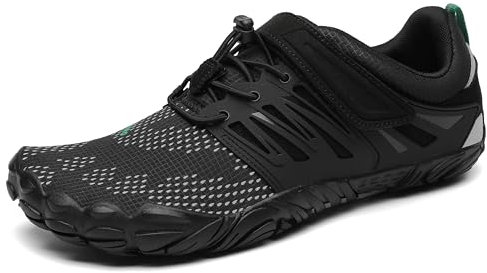 SAGUARO Barefoot Hombre Mujer Zapatillas de Trail Running Ligeras Cómodas Minimalistas Zapatos Descalzos, Negro Sólido 43