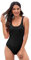 MENGTEQI Costume Intero Donna, con Coppe Imbottite, Linea Snellente con Addominali, Lifting dei Fianchi e Protezione UV. (Black,M)