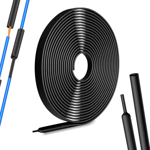 Guaina Termoretraibile Impermeabile, Tubo Termorestringente Nero 3:1, Tubo Termoretraibile con Colla, Tubo Termorestringente per Isolamento Cavi, Marcatura, Riparazione (Ø9,5 mm * 3 Metri)