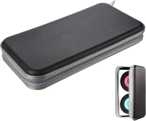 Borsa per CD, borsa porta CD e DVD, borsa porta CD per casa e automobili, può contenere 80 dischi, colore nero.