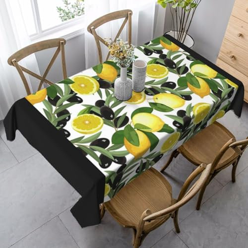 Tischdecke mit Zitronen- und Olivenmotiv, rechteckig, 88,9 x 139,7 cm, wasserfest, staubdicht