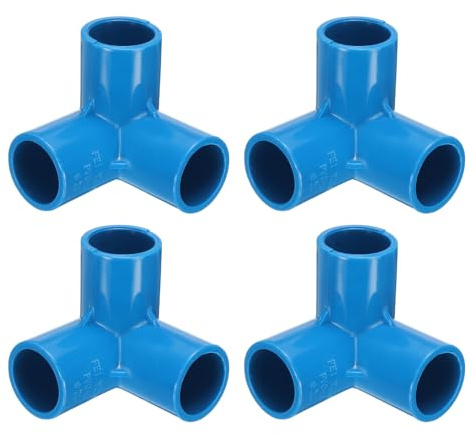 QUARKZMAN Raccordi a 3 Vie per Tubi in PVC, Connettore a Gomito da 1/2 Pollice per Mobili, Raccordi a Gomito PVC a 90 Gradi con Uscita Laterale in PVC (Confezione da 4), Blu