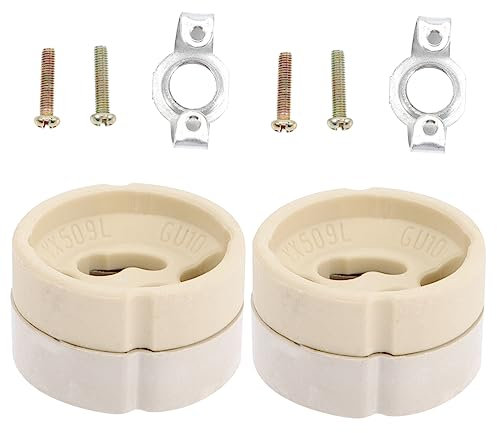 Uonlytech Douille en Céramique Gu10 pour Candélabre Lot de 2 Support pour Plafonnier Multifonctionnel Compatible Ampoules Gu10 pour Éclairage DIY