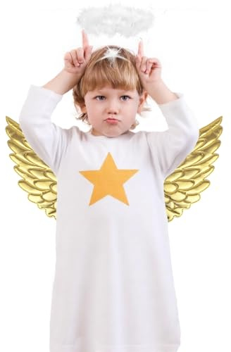VEYLIN Engel Kostüm für Jungen Weihnachten Krippen-Kostüm Kinder Weihnachten Engel Verkleidung für Weihnachten Krippe Verkleidung