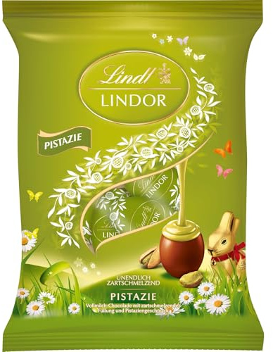 Lindt Schokolade | LINDOR Eier Pistazie | 90g | LINDOR Vollmilch-Schokoladeneier mit zartschmelzender Pistazien-Füllung | Ostereier | Perfekte Oster-Schokolade zum Teilen & Genießen
