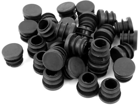 TA-VIGOR 30Pcs Round Plastic Tube Inserts 15mm Chair Leg End Caps, Black Pipe Cap Furniture Plug Protectors, Blanking End Caps for Table Chair Feet, Plastic End Caps Tube Plug Covers