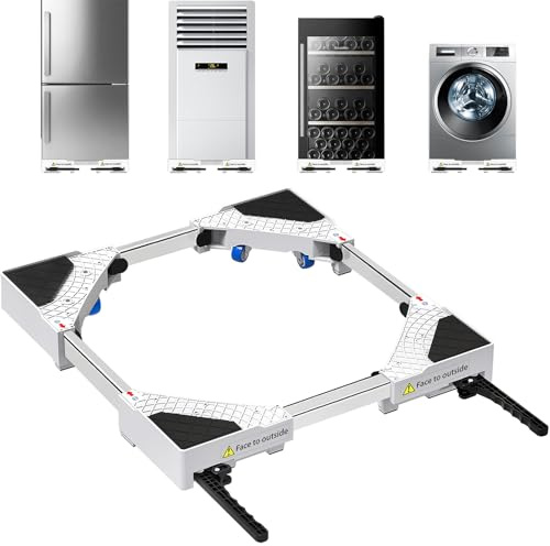 NIUXX Heavy Duty Adjustable Appliance Dolly with 360° Brake Rotating Wheels | Mobile Rolling Base with Wheels for Washing Machine & Tumble Dryer - Moving Stand Fits 42 to 69 cm Furniture - Max Load 400kg