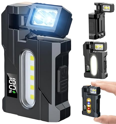 G5 EDC Flashlight 1200 Lumens, Super Bright 7 Modes Mini G5 EDC Pocket-Sized Flat Flashlights Rechargeable, Portable Small LED Dual Light w Clip, IP68 Rotatable Magnetic Torches for Camping Emergency